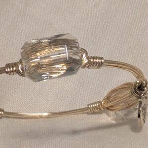 NWOT Gold Bangle With Clear Acrylic